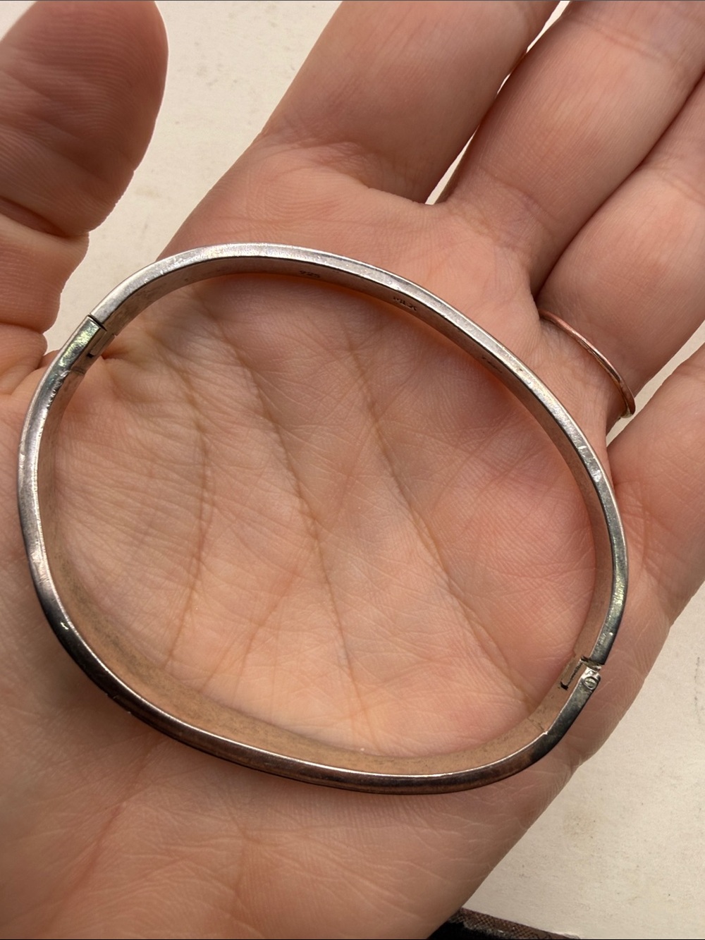 Vtg Silver 925 Hinged Bangle Bracelet Rainbow Opal Inlay Wavy Mexico Taxco? - Picture 14 of 16